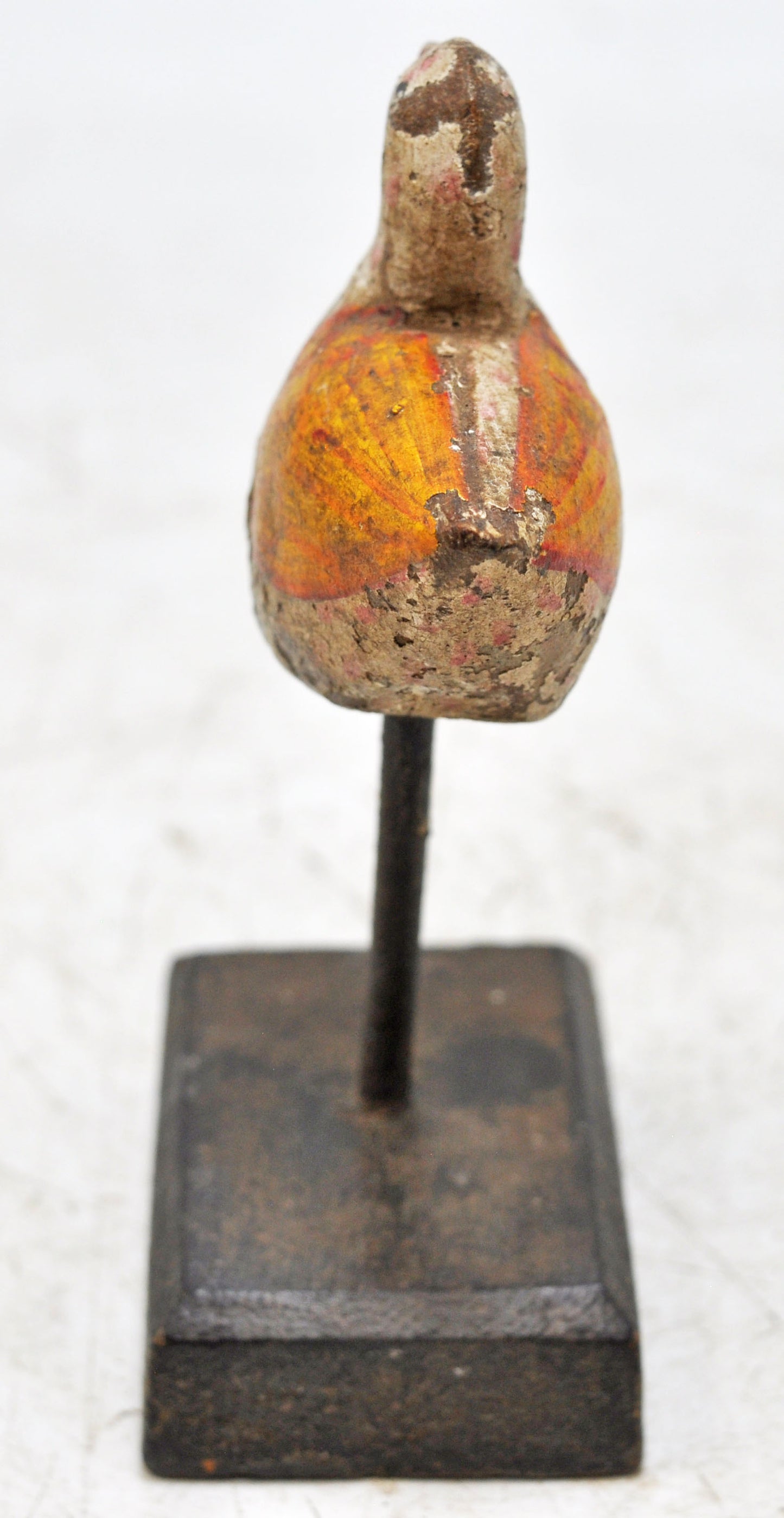 Vintage Wooden Small Duck Figurine on Stand Original Old Hand Carved Painted