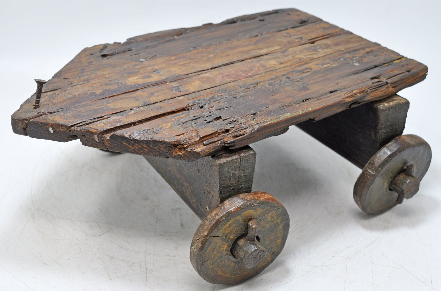 Antique Wooden Pedestal Stand on Wheels Original Old Hand Crafted