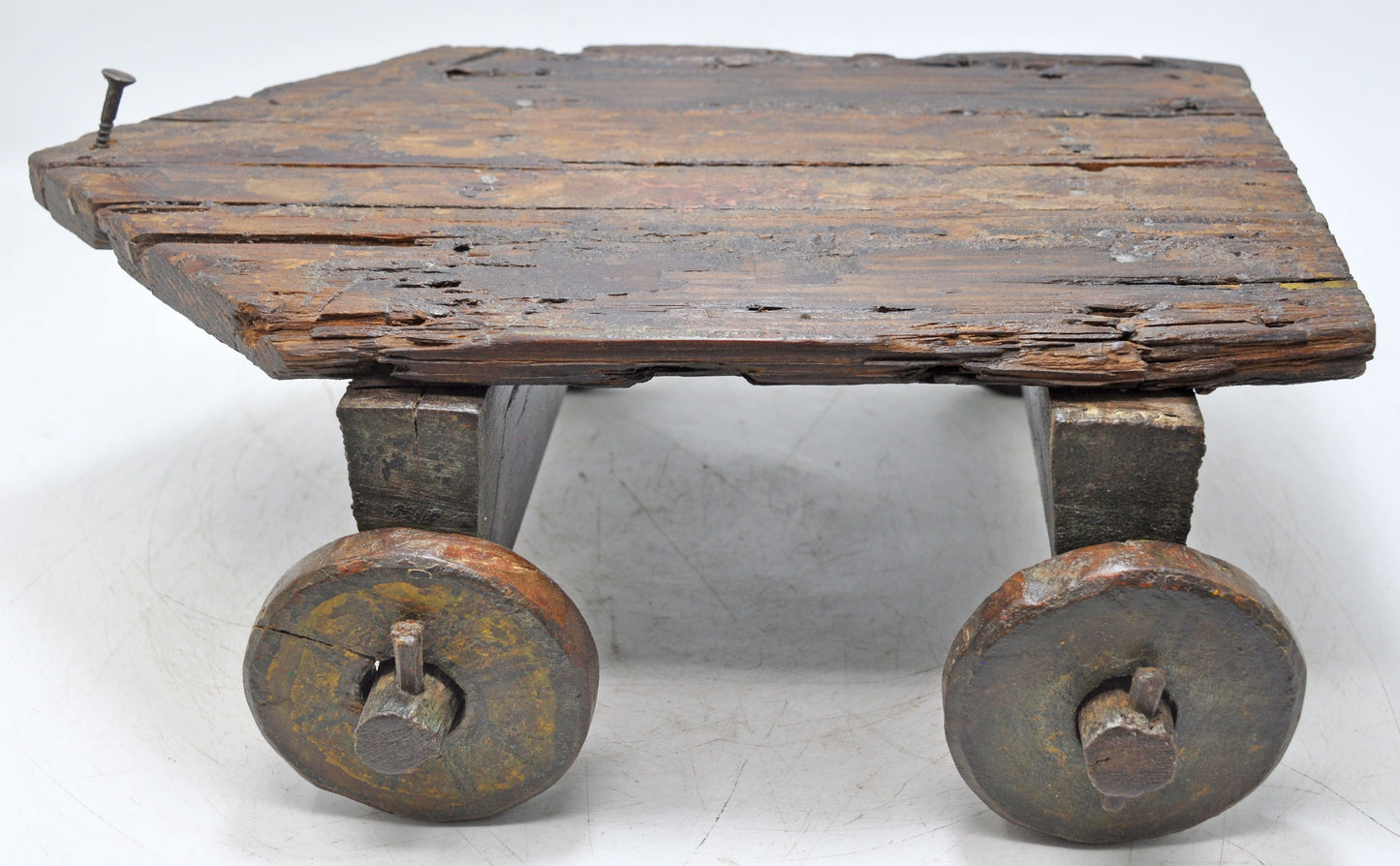 Antique Wooden Pedestal Stand on Wheels Original Old Hand Crafted