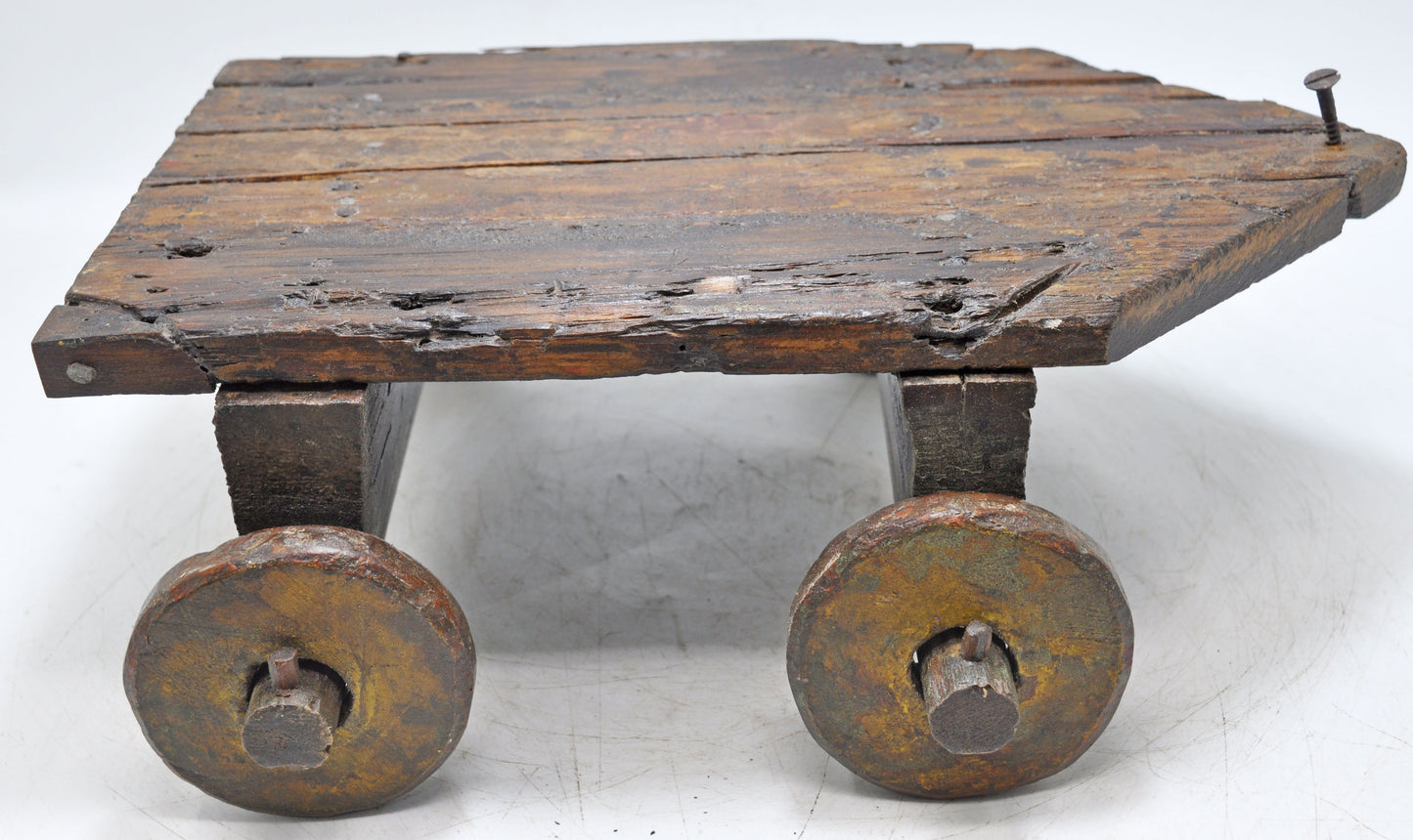 Antique Wooden Pedestal Stand on Wheels Original Old Hand Crafted