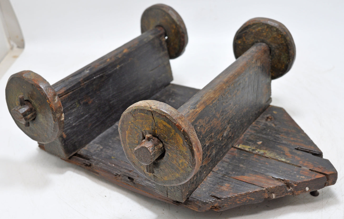 Antique Wooden Pedestal Stand on Wheels Original Old Hand Crafted