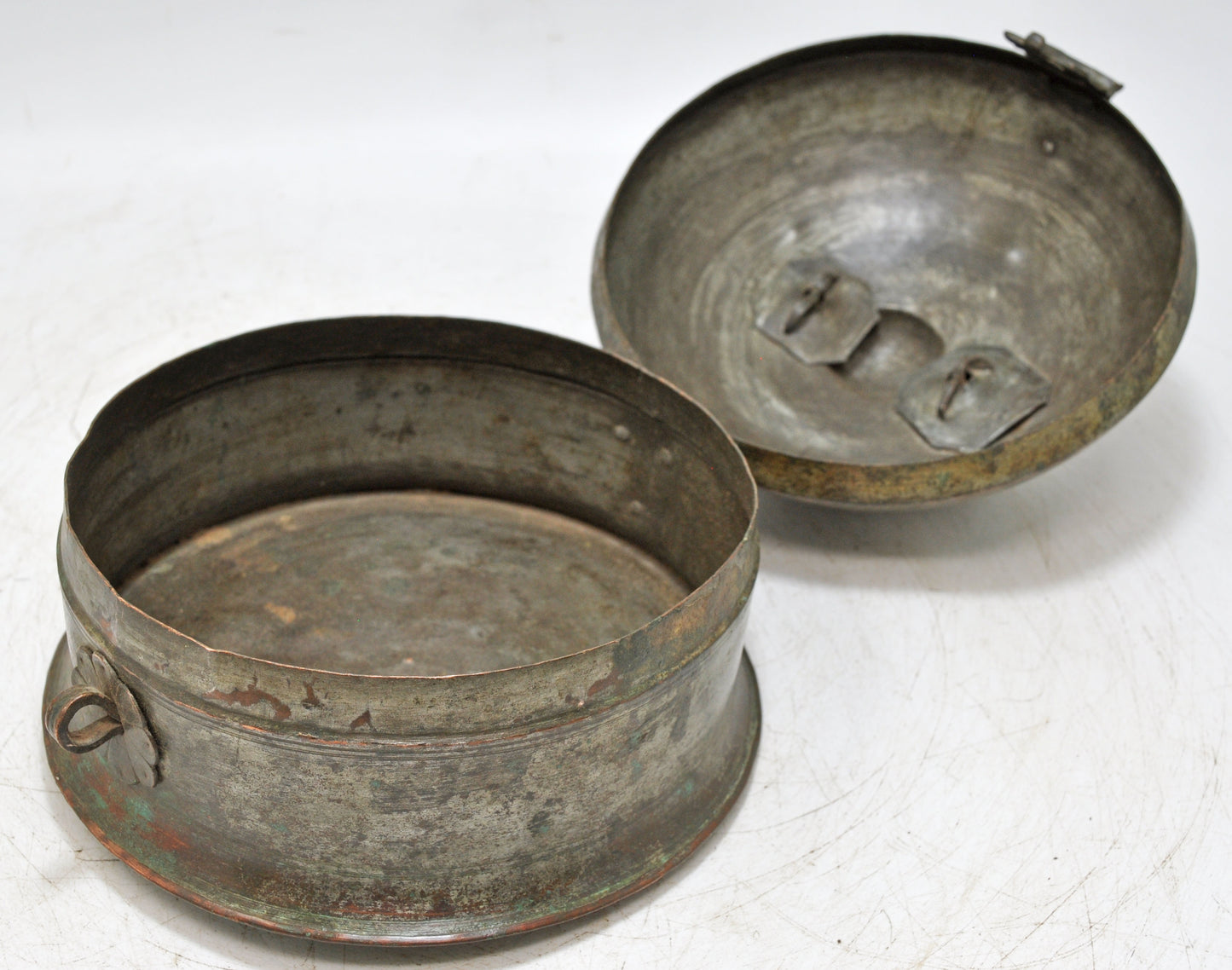 Antique Copper Round Betel Nuts Supari Box Original Old Hand Crafted