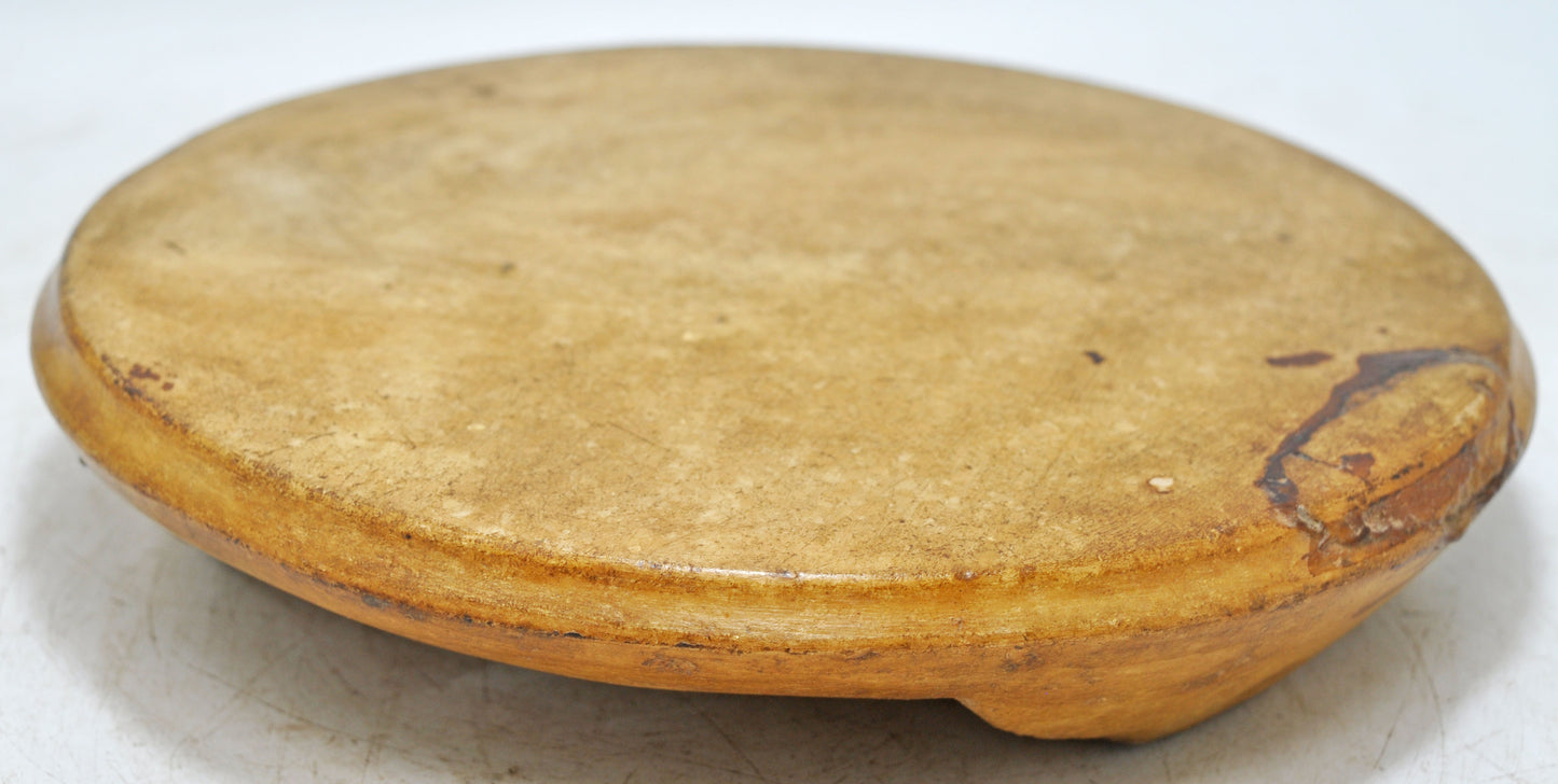 Antique White Marble Chapati Bread Rolling Plate Original Old Hand Carved