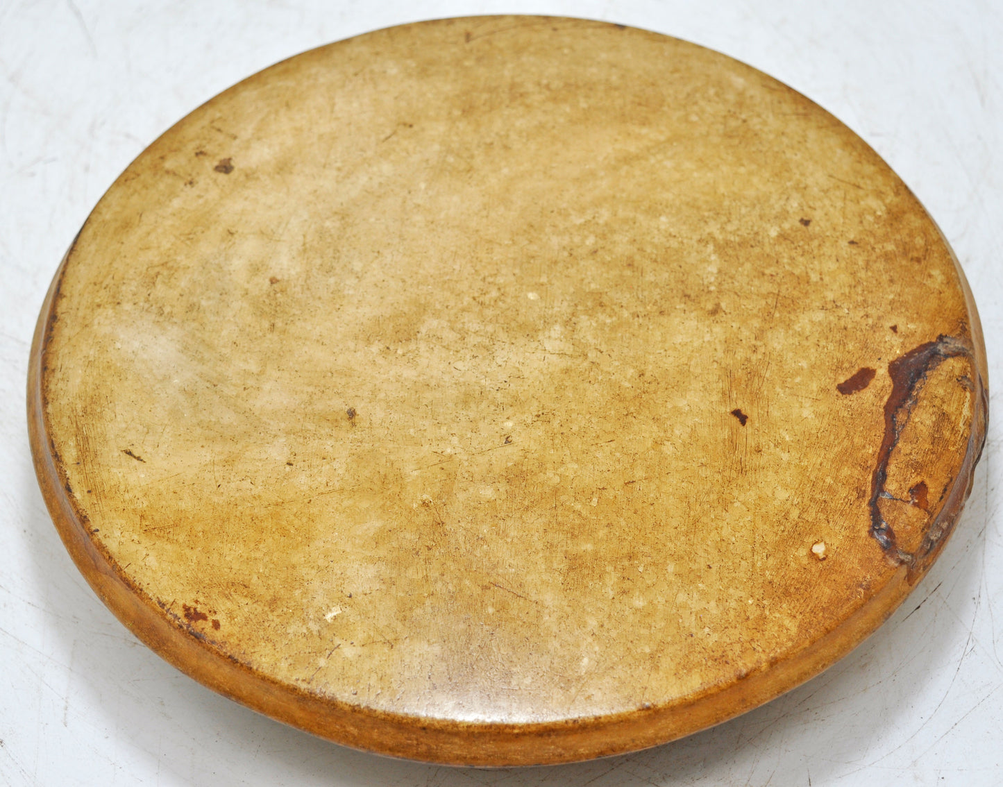 Antique White Marble Chapati Bread Rolling Plate Original Old Hand Carved