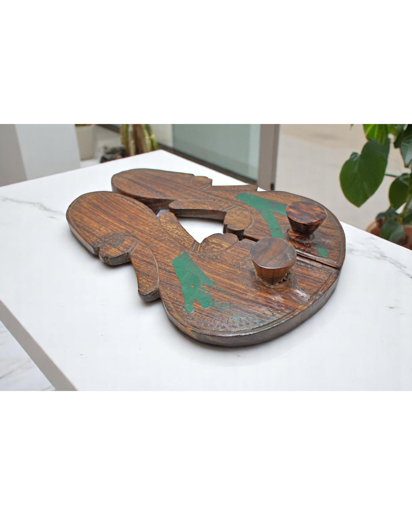 Antique Wooden Holy Man's Slippers Pair Original Old Fine Hand Carved