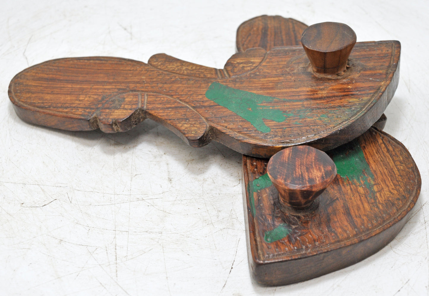 Antique Wooden Holy Man's Slippers Pair Original Old Fine Hand Carved