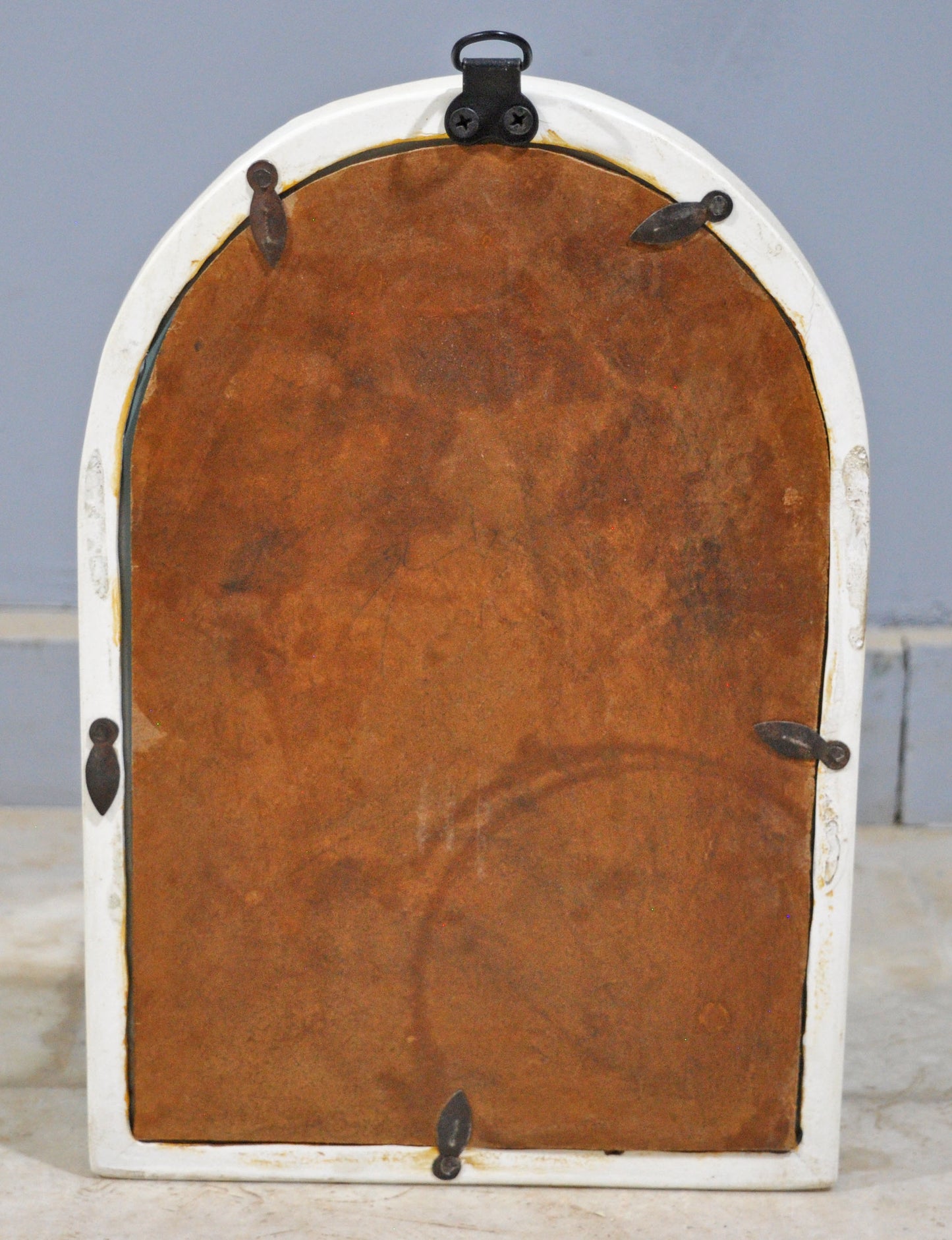 Hand Crafted Wooden Arch Shaped Wall Décor Window Frame Mirror White Painted
