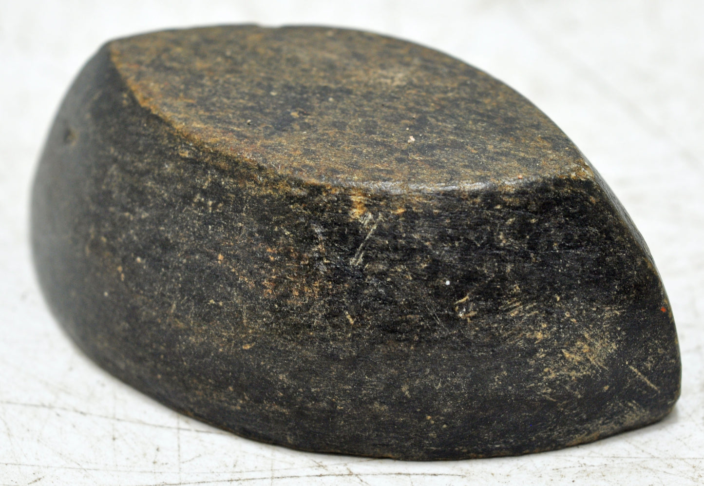 Antique Black Stone Oval Kharal Bowl Original Old Hand Carved