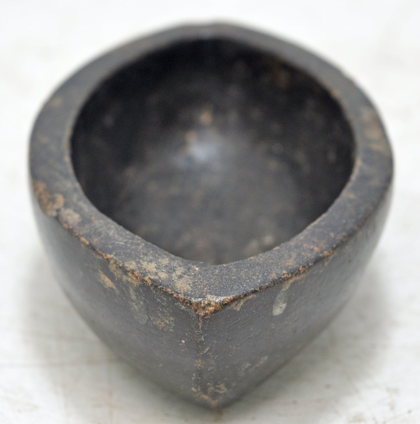 Antique Black Stone Oval Kharal Bowl Original Old Hand Carved