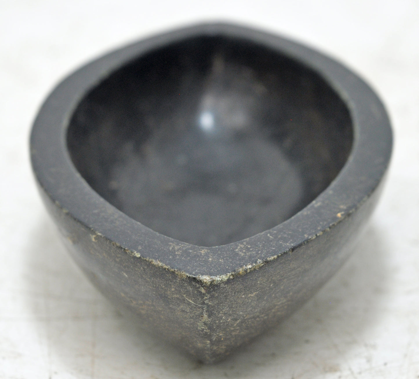 Antique Black Stone Oval Kharal Bowl Original Old Hand Carved