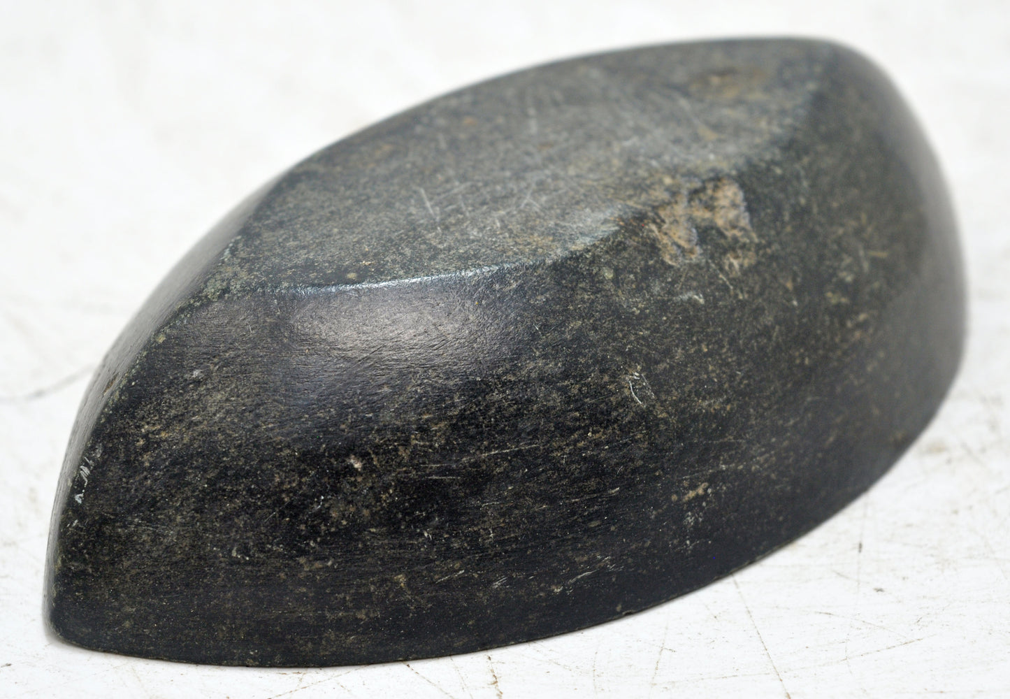Antique Black Stone Oval Kharal Bowl Original Old Hand Carved