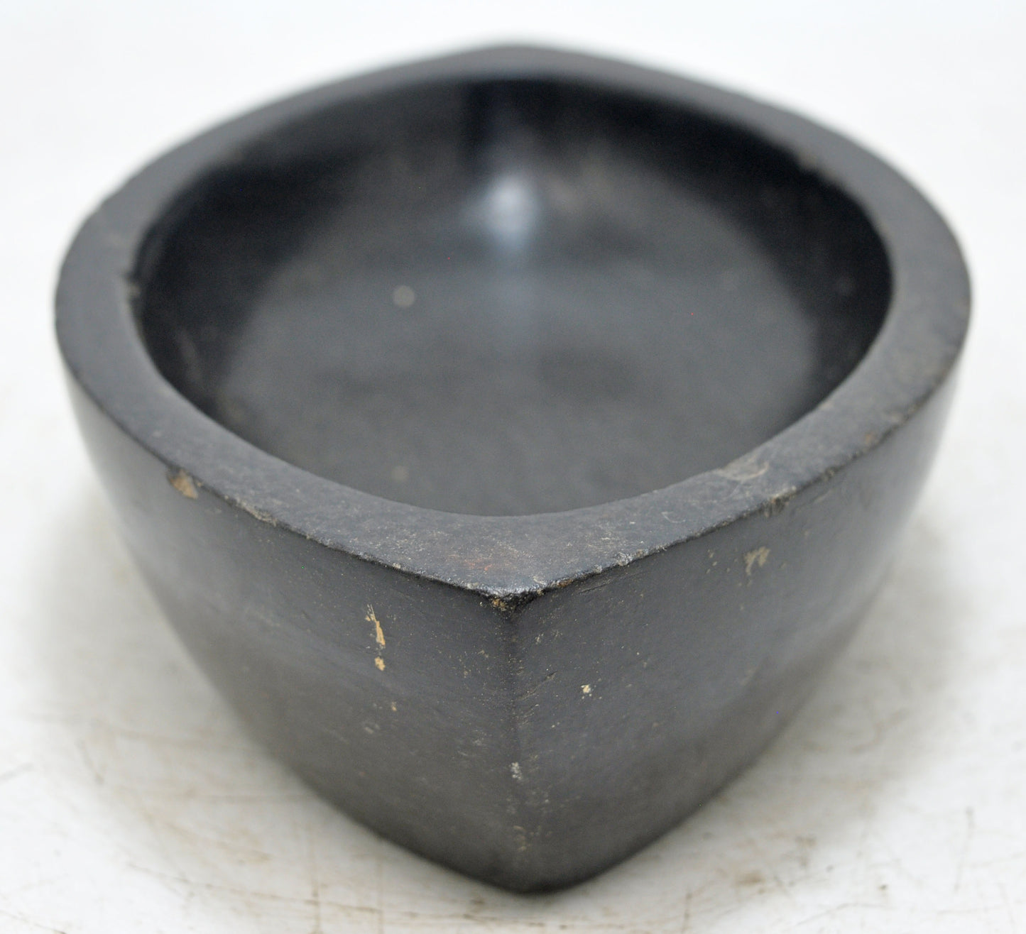 Antique Black Stone Oval Kharal Bowl Original Old Hand Carved
