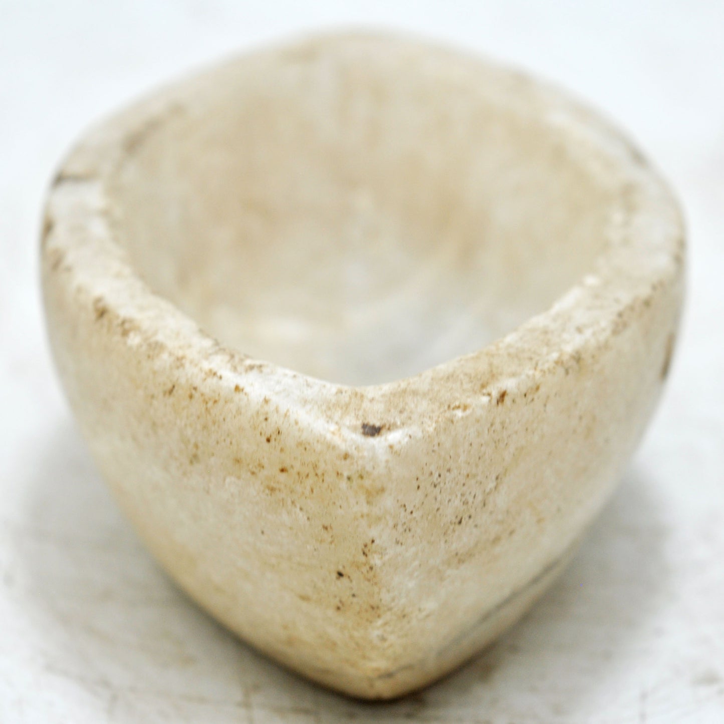 Antique White Marble Oval Kharal Bowl Original Old Hand Carved