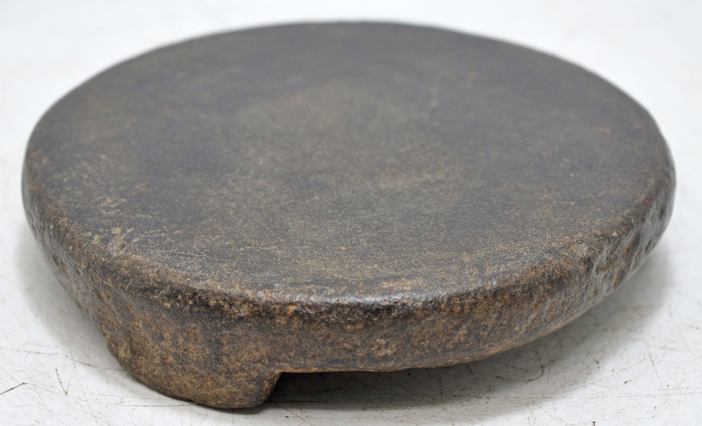 Antique Black Stone Round Small Saffron Grinding Plate Original Old Hand Carved