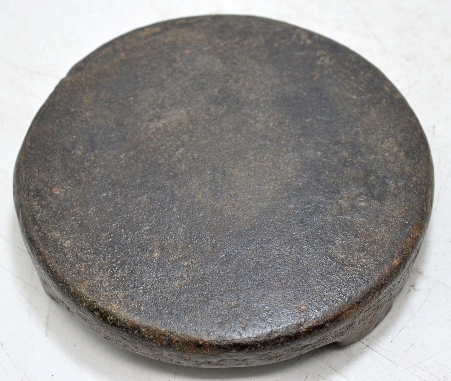 Antique Black Stone Round Small Saffron Grinding Plate Original Old Hand Carved