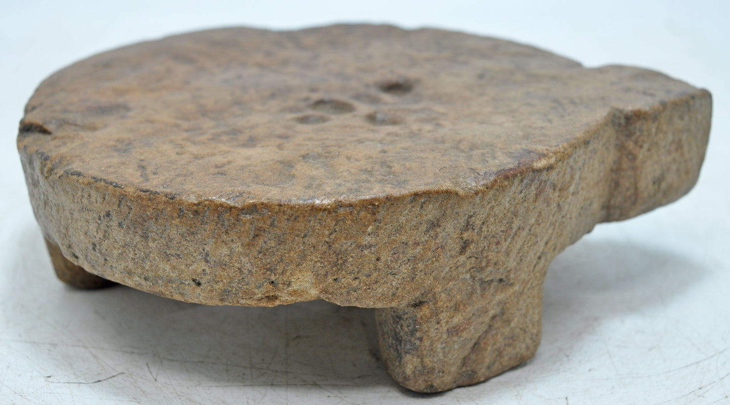 Antique Sand Stone Chapati Bread Rolling Plate Original Old Hand Carved