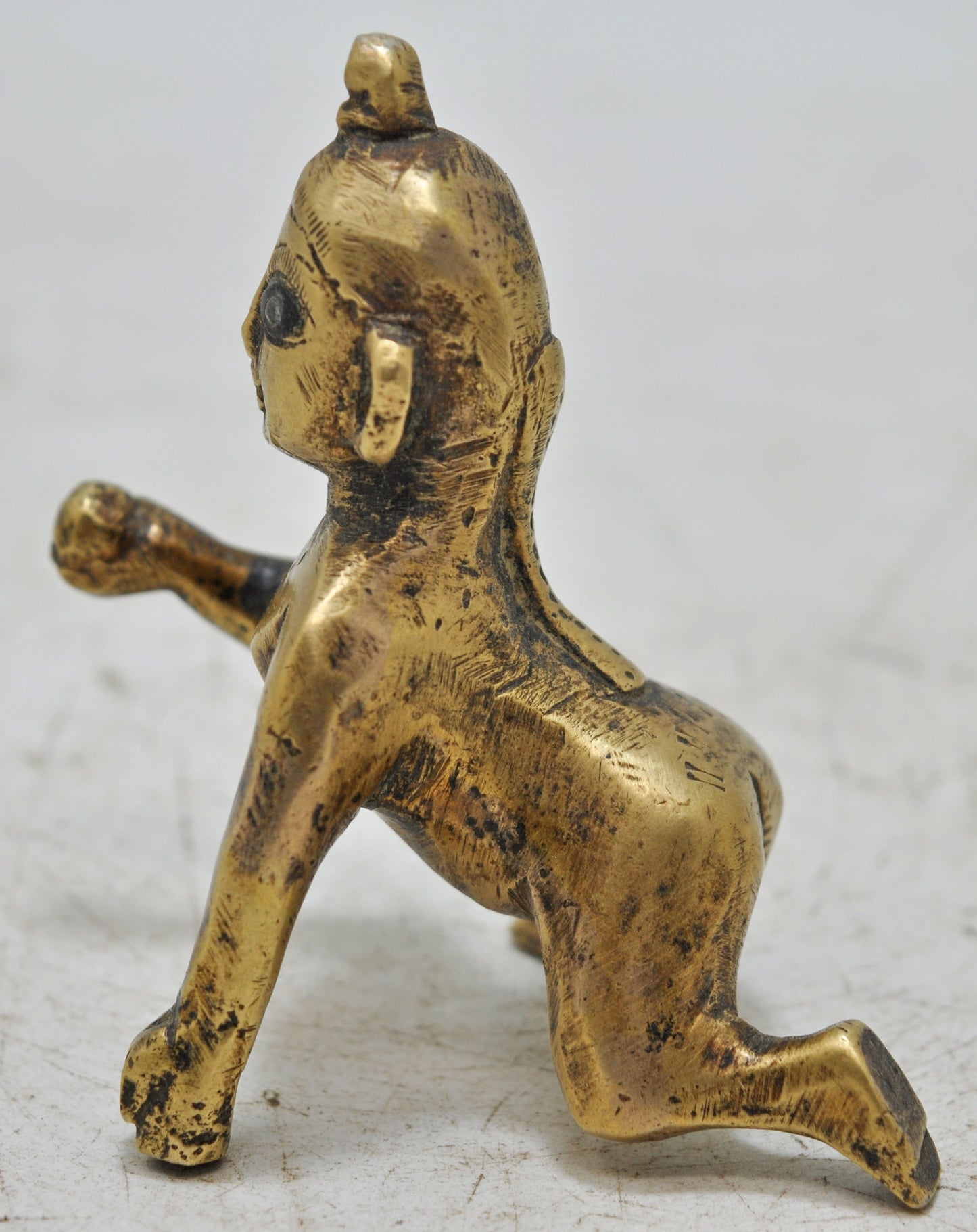 Antique Brass Baby God Krishna Idol Figurine Original Old Hand Crafted Engraved