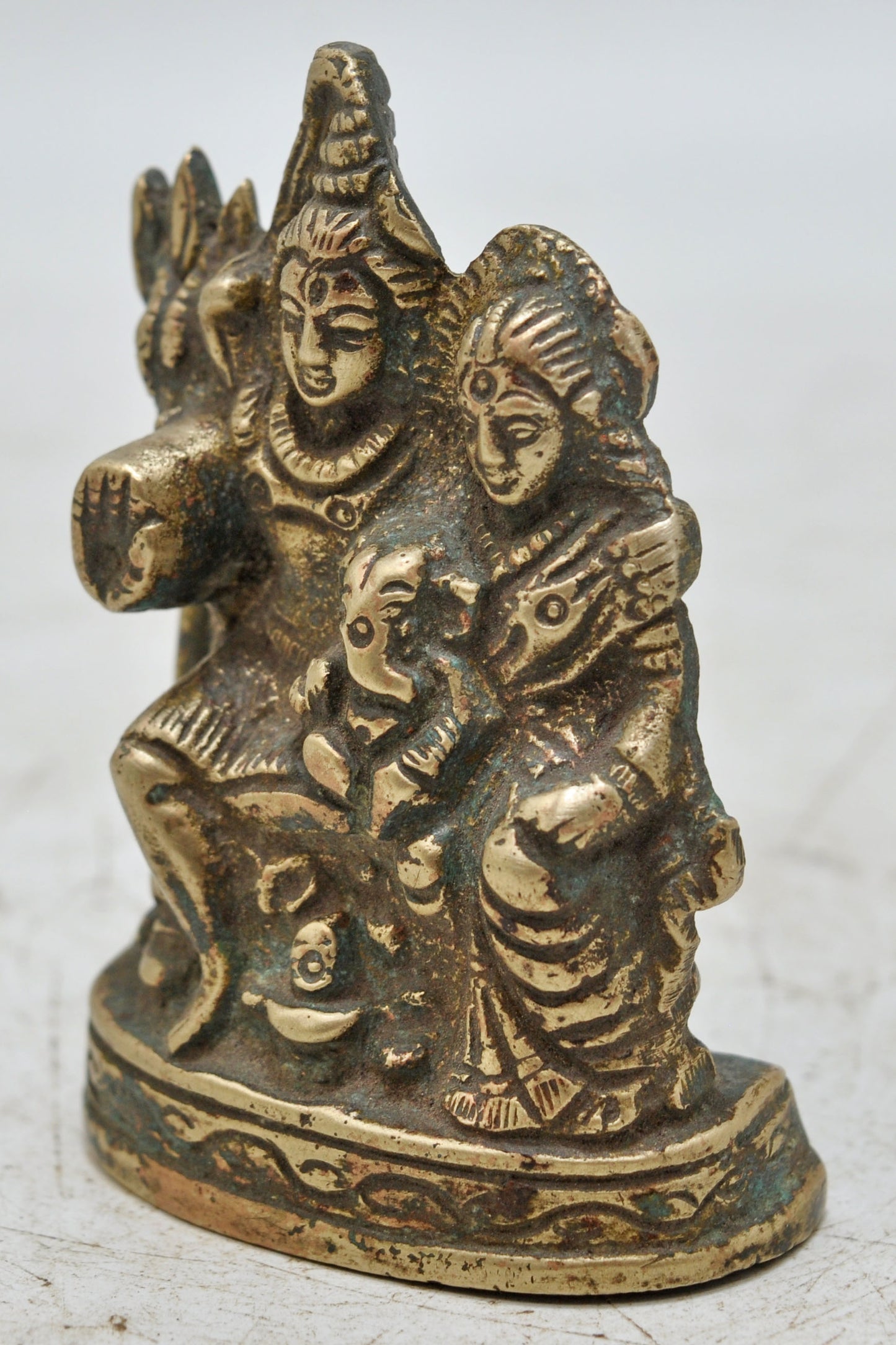 Antique Brass God Shiva Parwati Idol Figurine Original Old Hand Crafted Engraved