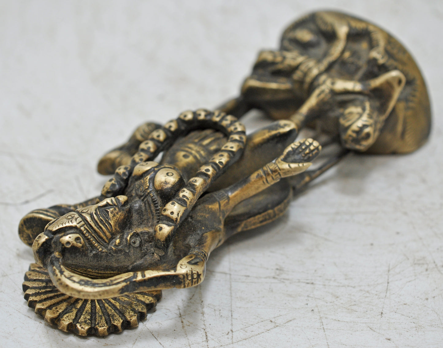 Antique Brass Goddess Kali Idol Figurine Original Old Hand Crafted Engraved