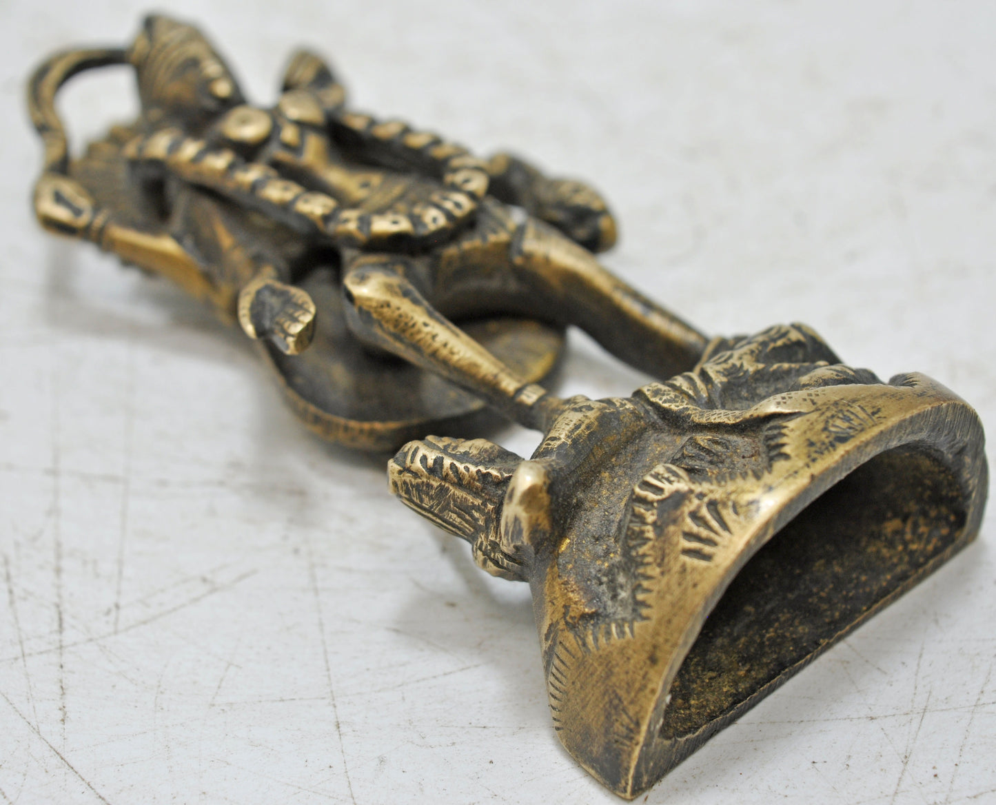 Antique Brass Goddess Kali Idol Figurine Original Old Hand Crafted Engraved