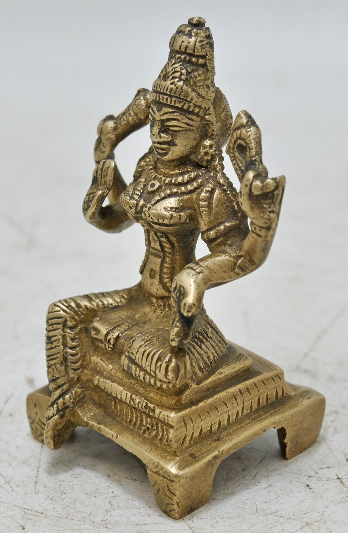 Antique Brass Goddess Laxmi Idol Figurine Original Old Hand Crafted Engraved