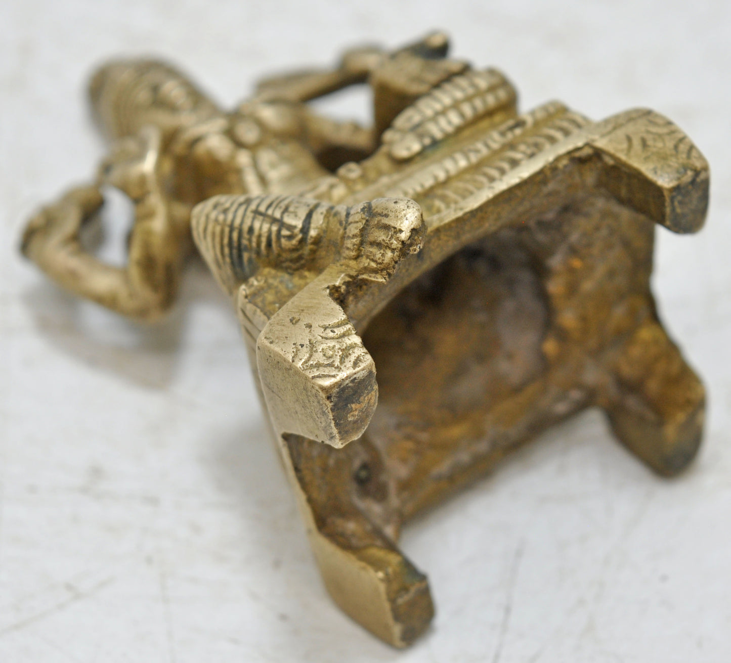 Antique Brass Goddess Laxmi Idol Figurine Original Old Hand Crafted Engraved
