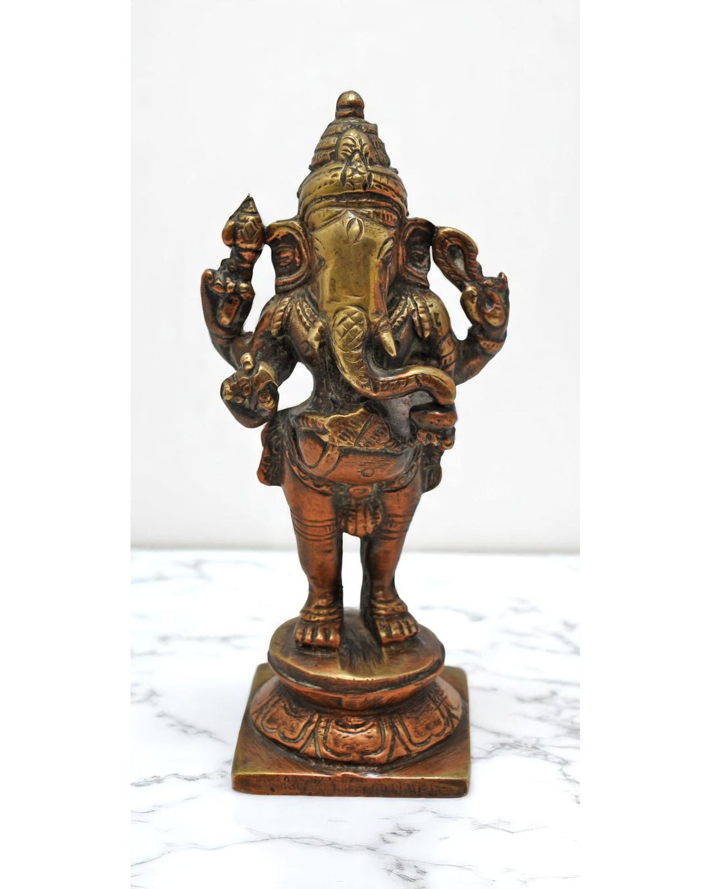 Antique Brass God Ganesha Idol Figurine Original Old Hand Crafted Engraved