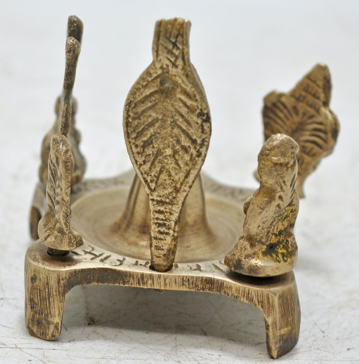 Antique Brass God Shiva Family Idol Figurine Original Old Hand Crafted Engraved
