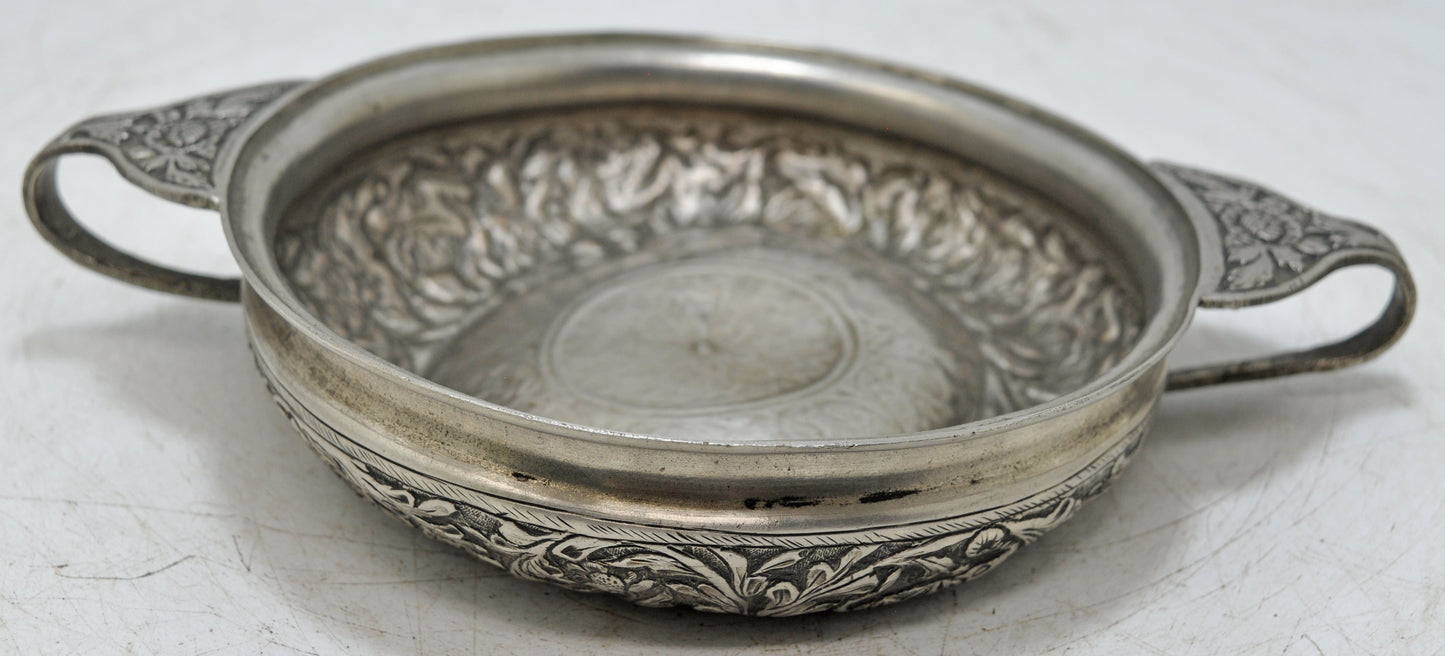Antique Brass EPNS Kitchenware Serving Bowl Original Old Fine Embossed