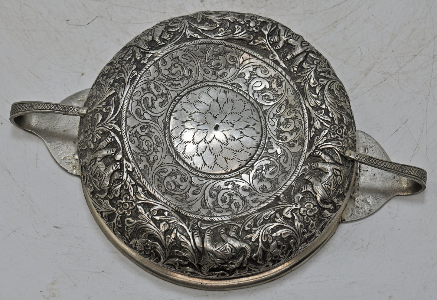 Antique Brass EPNS Kitchenware Serving Bowl Original Old Fine Embossed