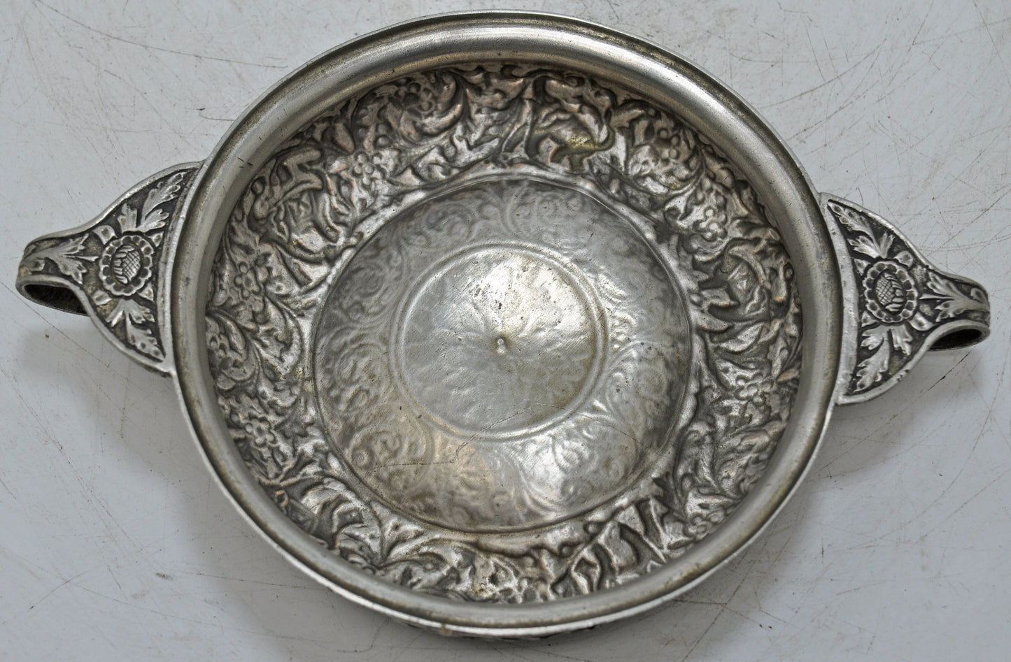 Antique Brass EPNS Kitchenware Serving Bowl Original Old Fine Embossed
