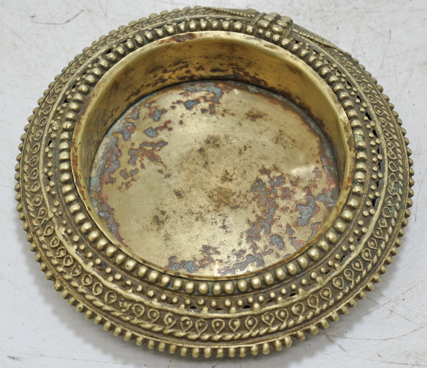 Antique Brass Round Kada Bowl Original Old Hand Crafted Fine Engraved