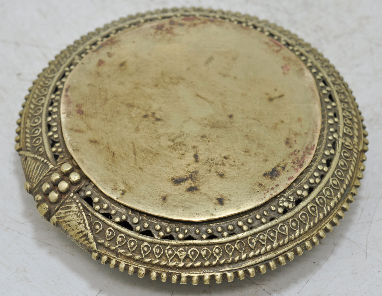 Antique Brass Round Kada Bowl Original Old Hand Crafted Fine Engraved