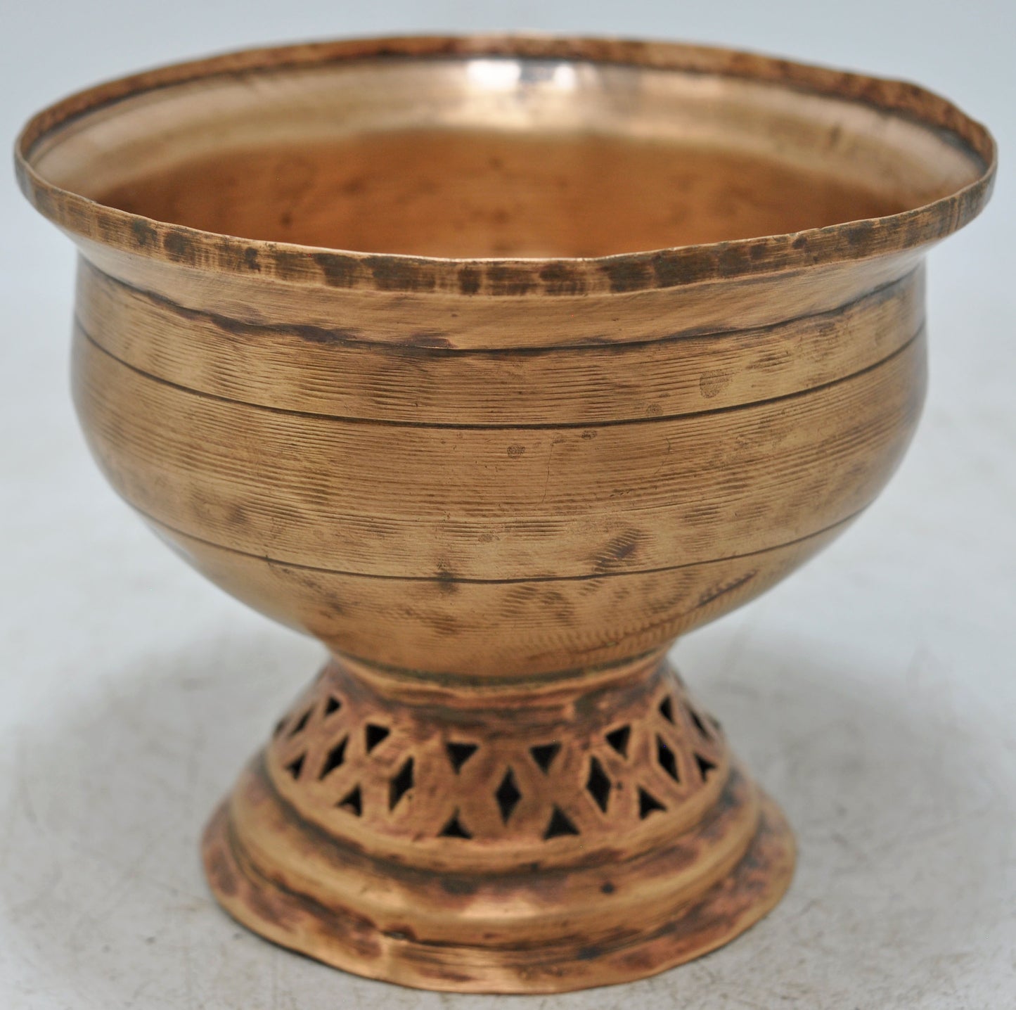 Antique Copper Round Holy Water Ritual Bowl Original Old Hand Crafted