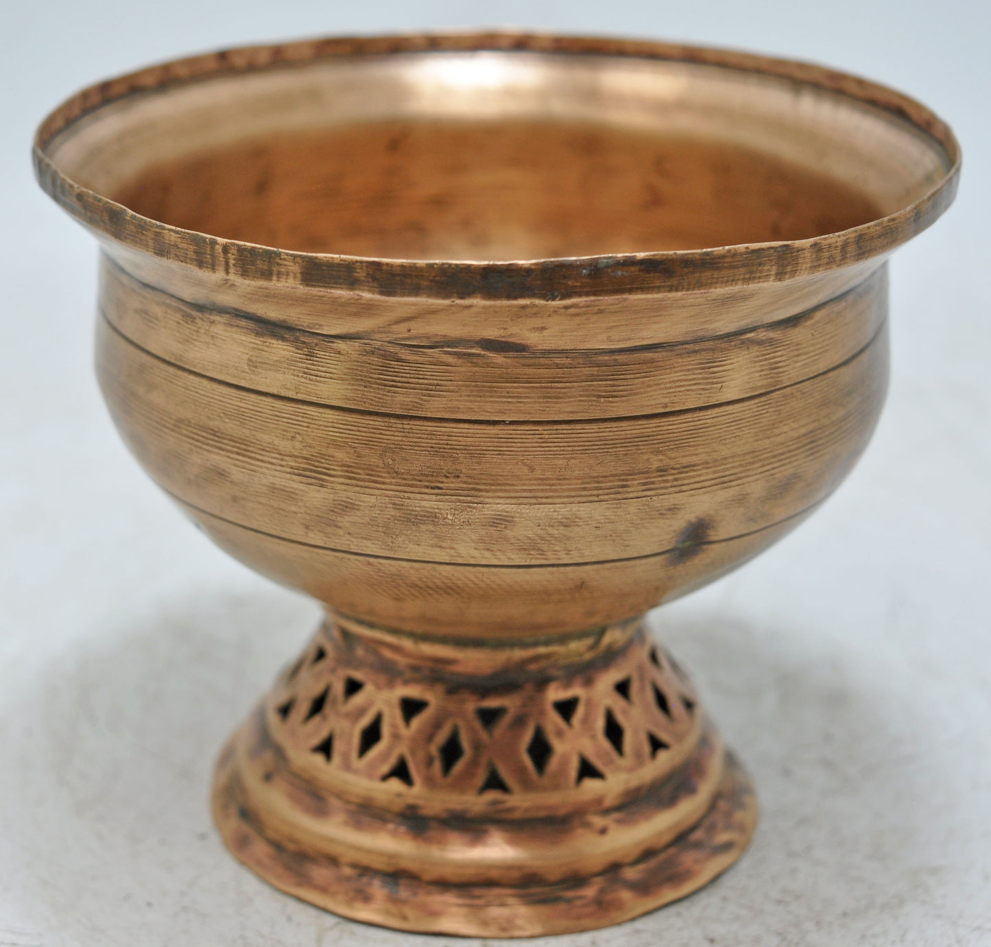 Antique Copper Round Holy Water Ritual Bowl Original Old Hand Crafted