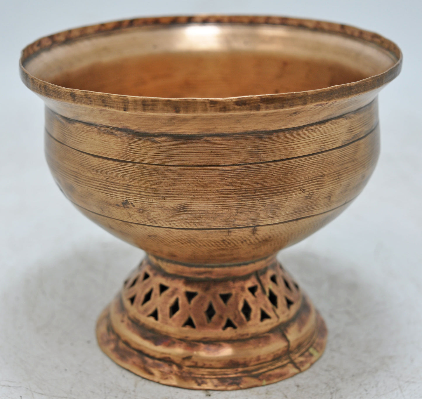 Antique Copper Round Holy Water Ritual Bowl Original Old Hand Crafted