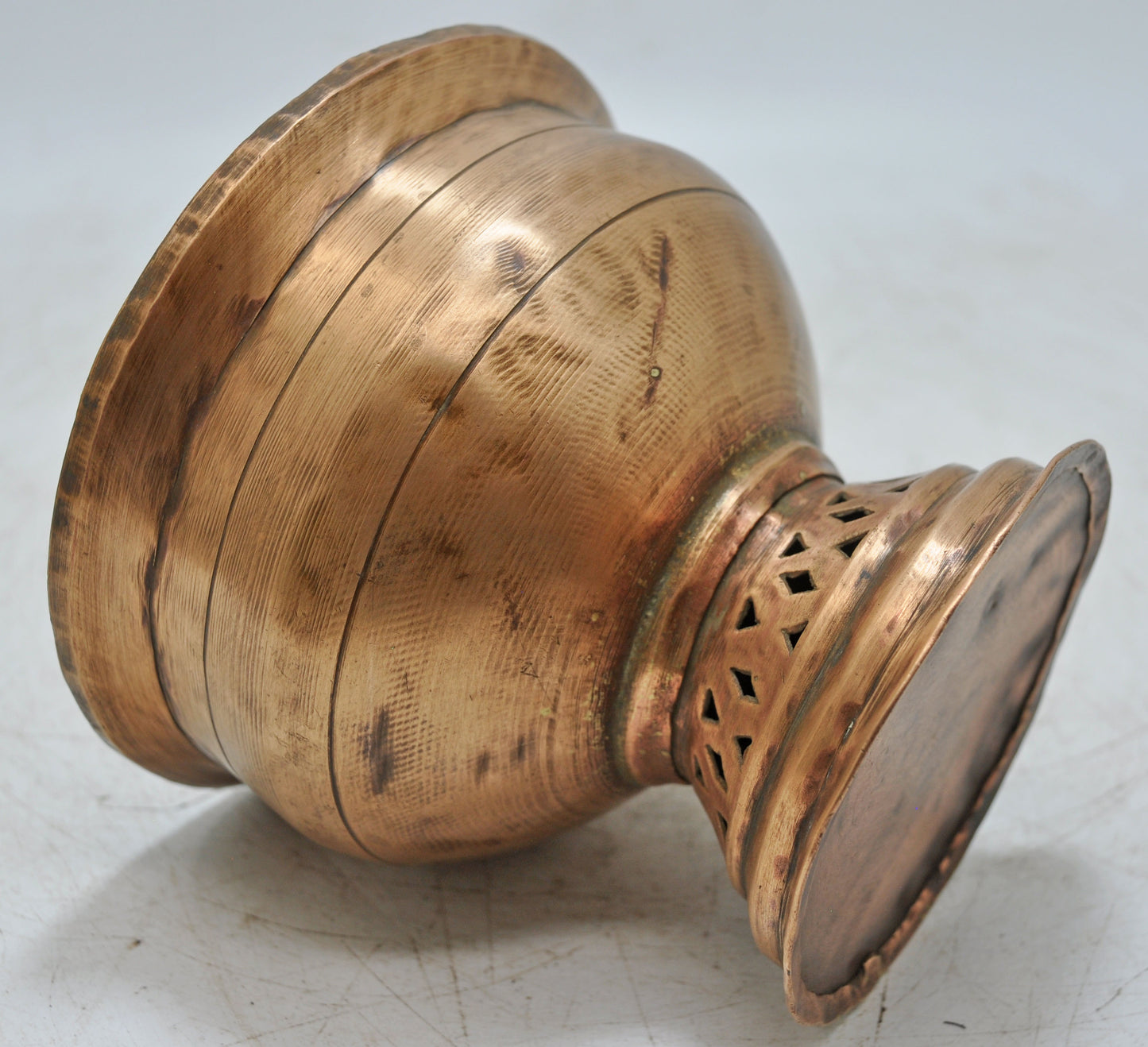 Antique Copper Round Holy Water Ritual Bowl Original Old Hand Crafted