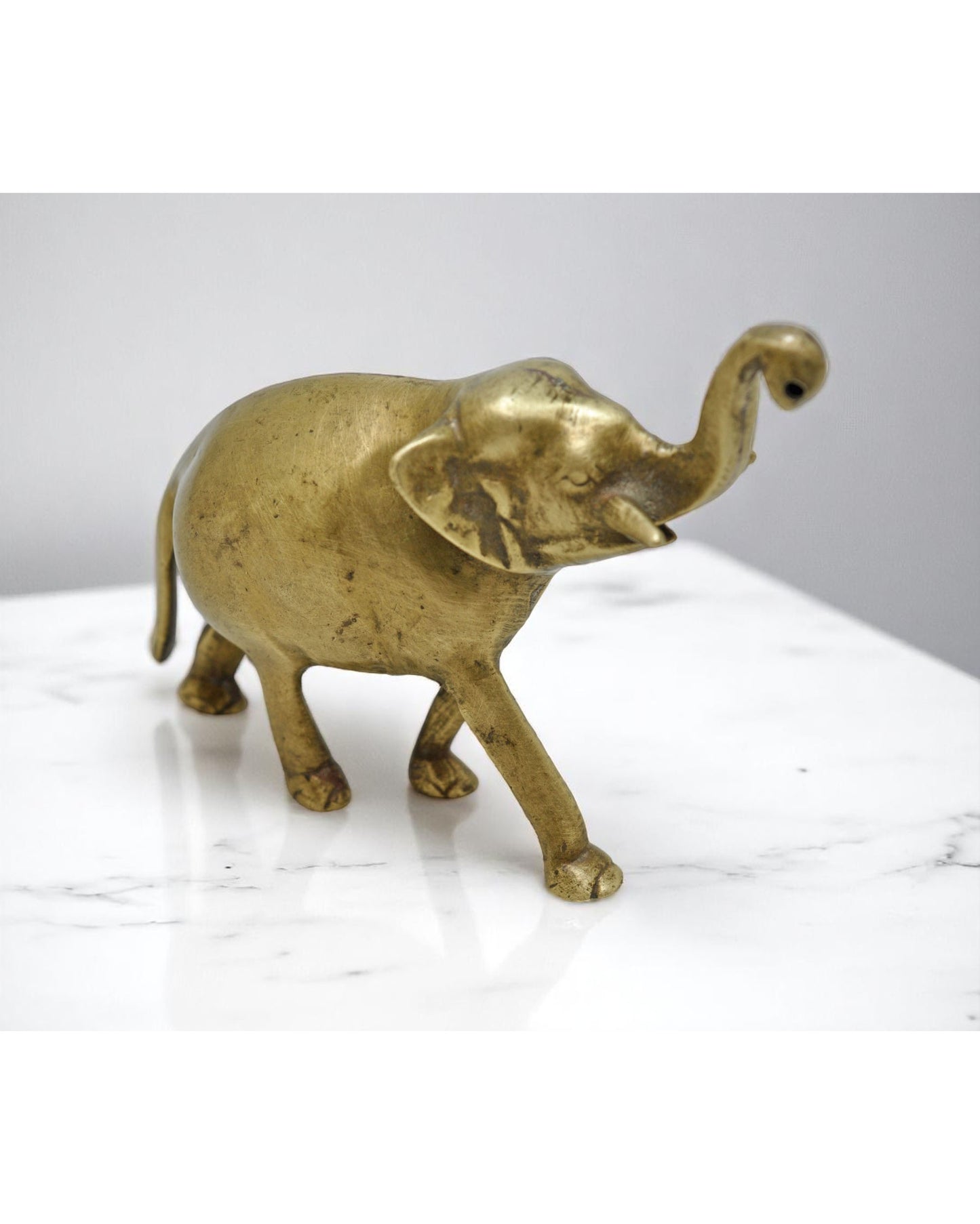 Antique Brass Elephant Figurine Original Old Hand Crafted