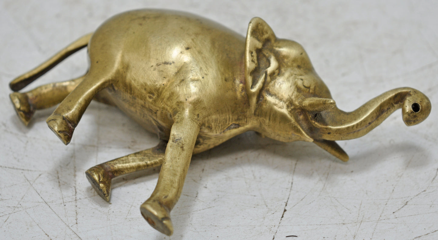 Antique Brass Elephant Figurine Original Old Hand Crafted