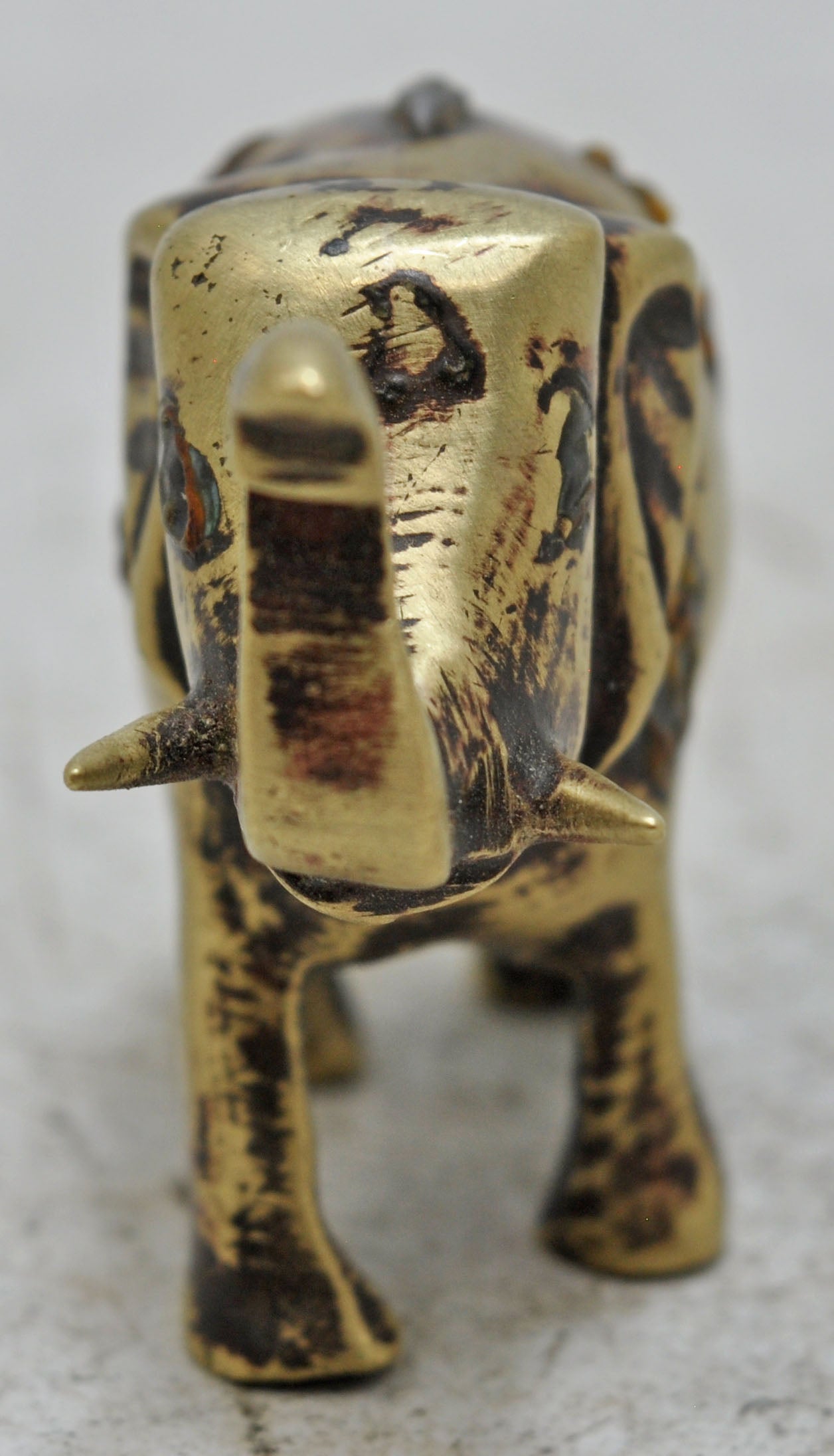 Antique Brass Elephant Figurine Original Old Hand Crafted