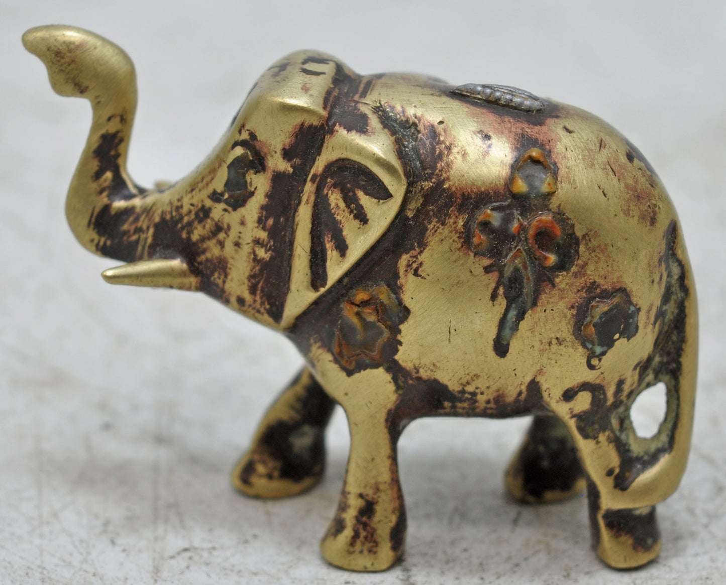 Antique Brass Elephant Figurine Original Old Hand Crafted