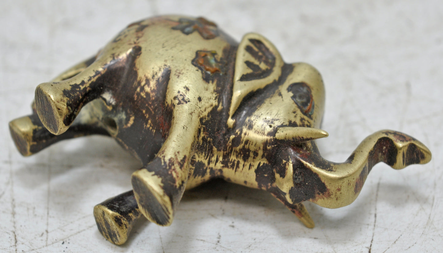 Antique Brass Elephant Figurine Original Old Hand Crafted