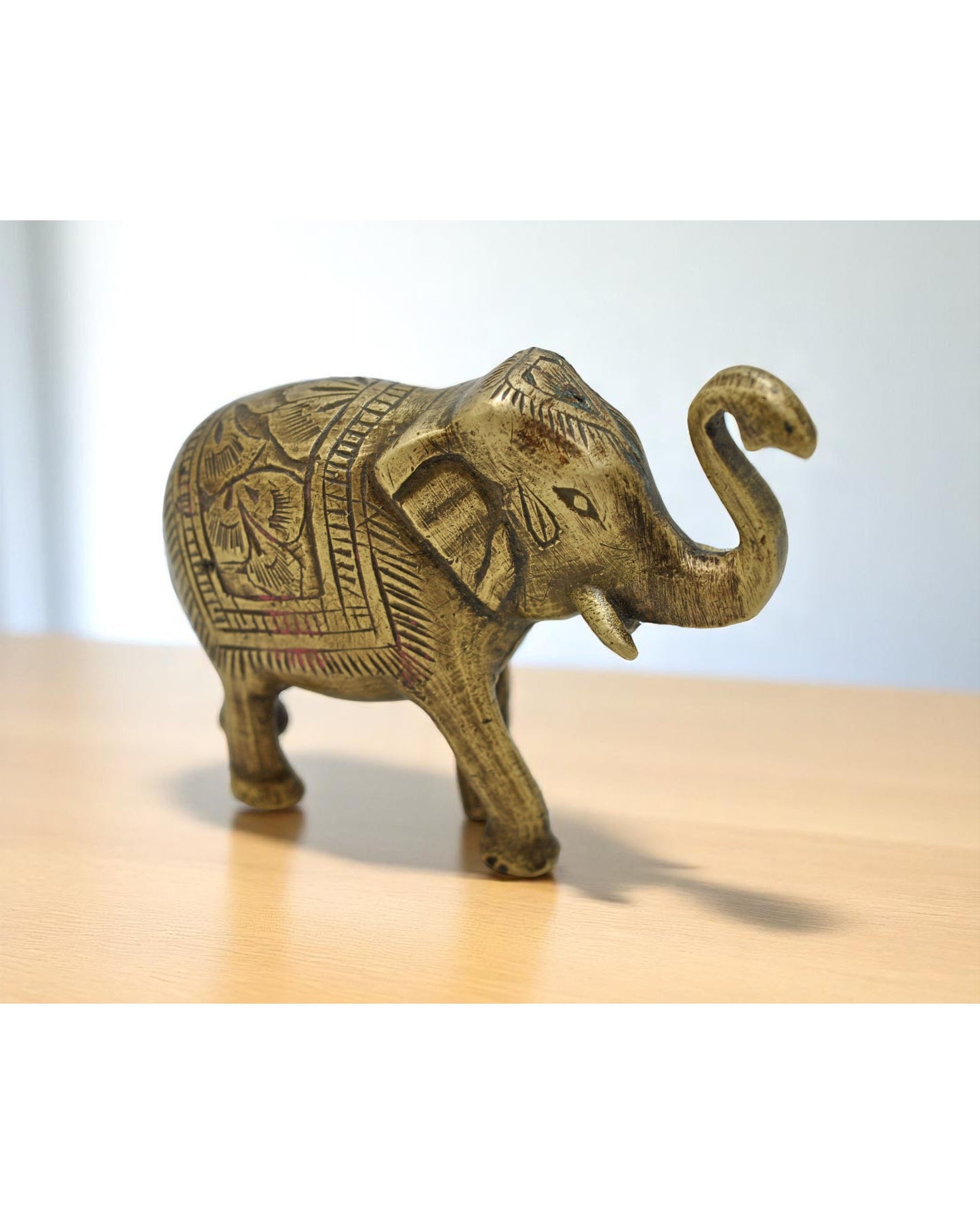 Antique Brass Elephant Figurine Original Old Hand Crafted