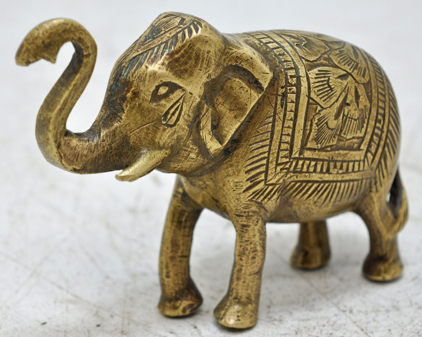 Antique Brass Elephant Figurine Original Old Hand Crafted