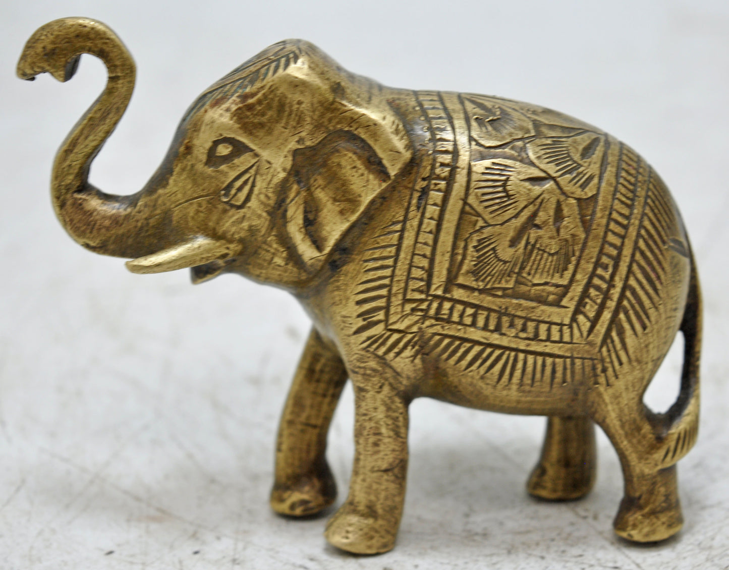 Antique Brass Elephant Figurine Original Old Hand Crafted