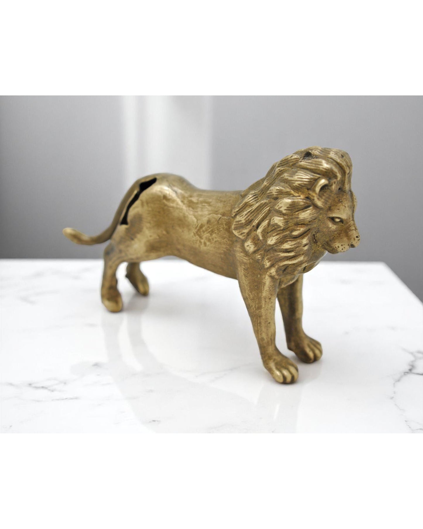 Antique Brass Lion Figurine Original Old Hand Crafted