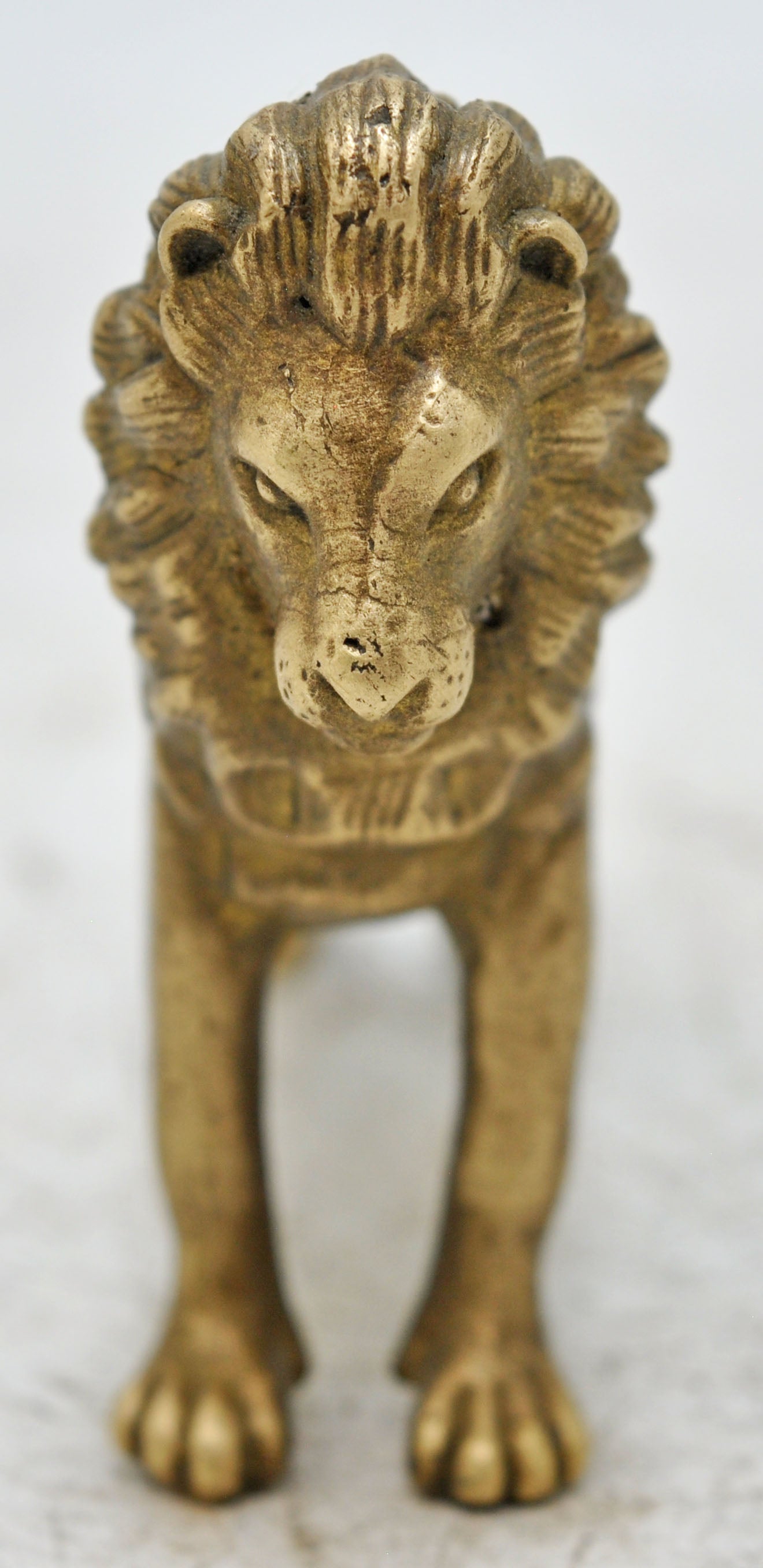 Antique Brass Lion Figurine Original Old Hand Crafted