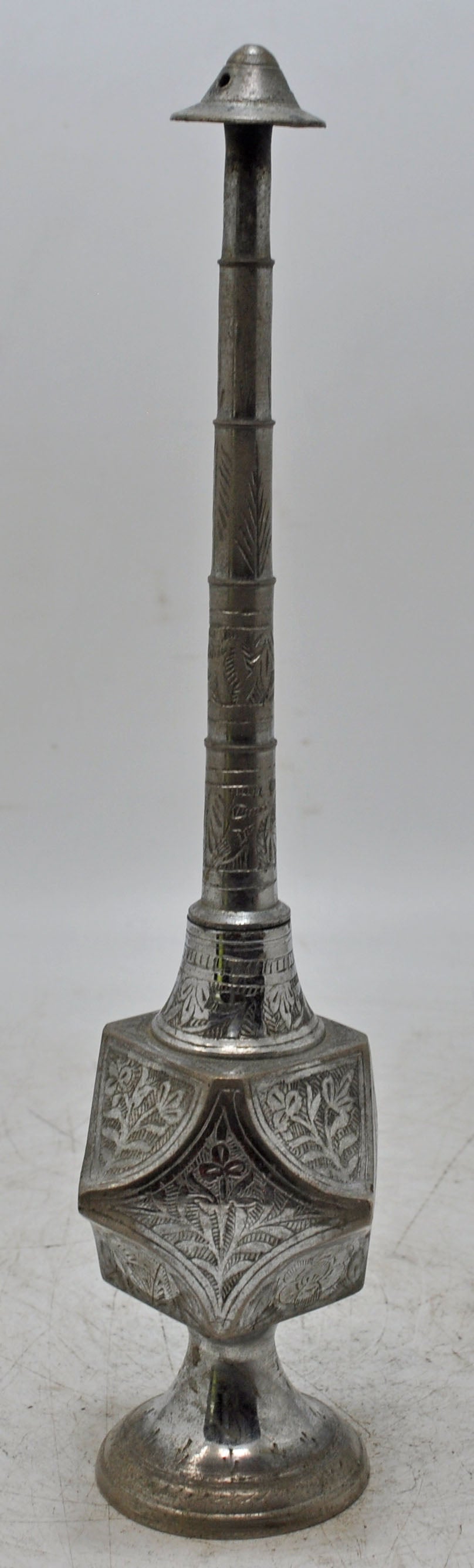 Antique Brass Holy Water Bottle Original Old Hand Crafted Engraved