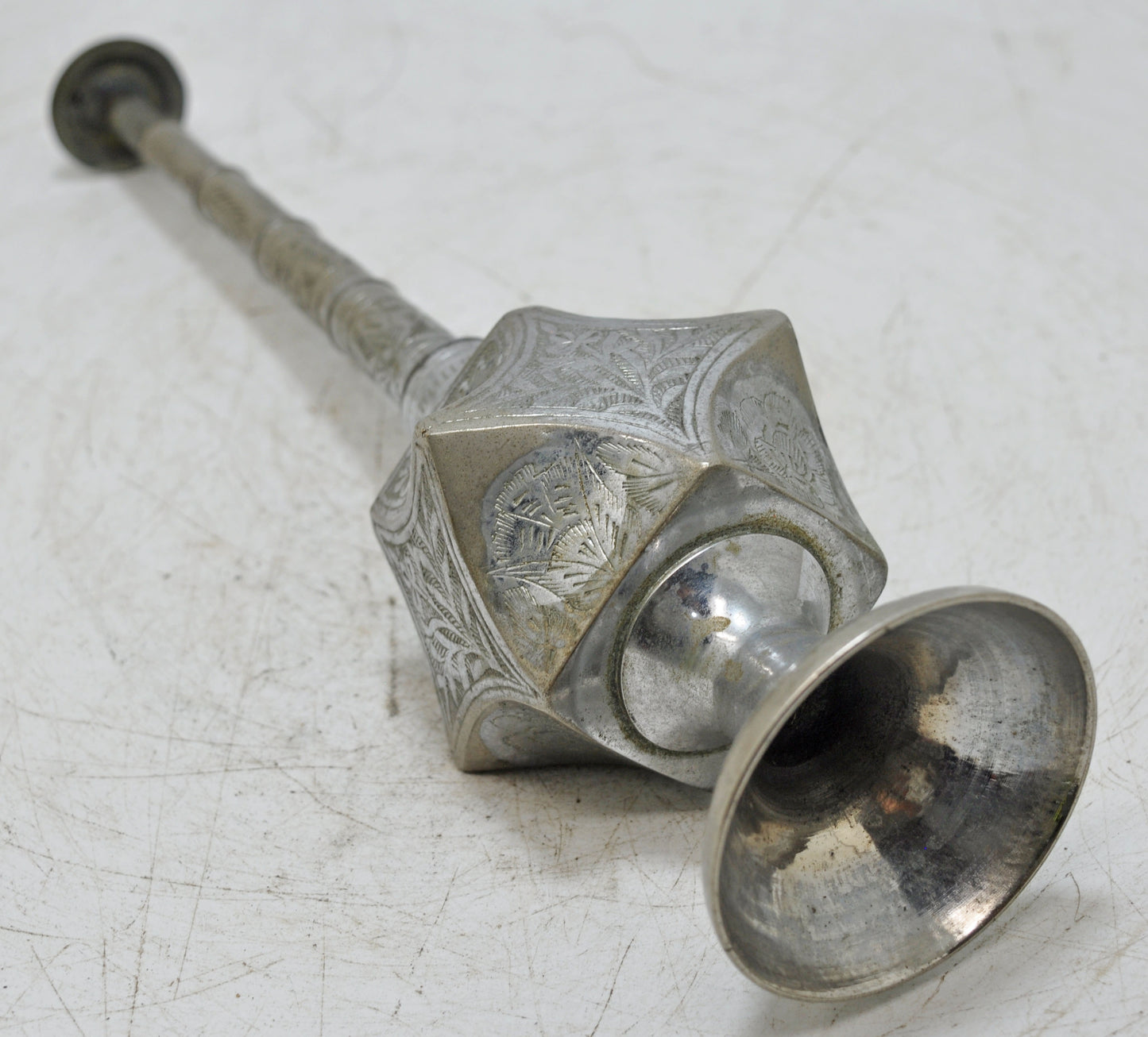 Antique Brass Holy Water Bottle Original Old Hand Crafted Engraved