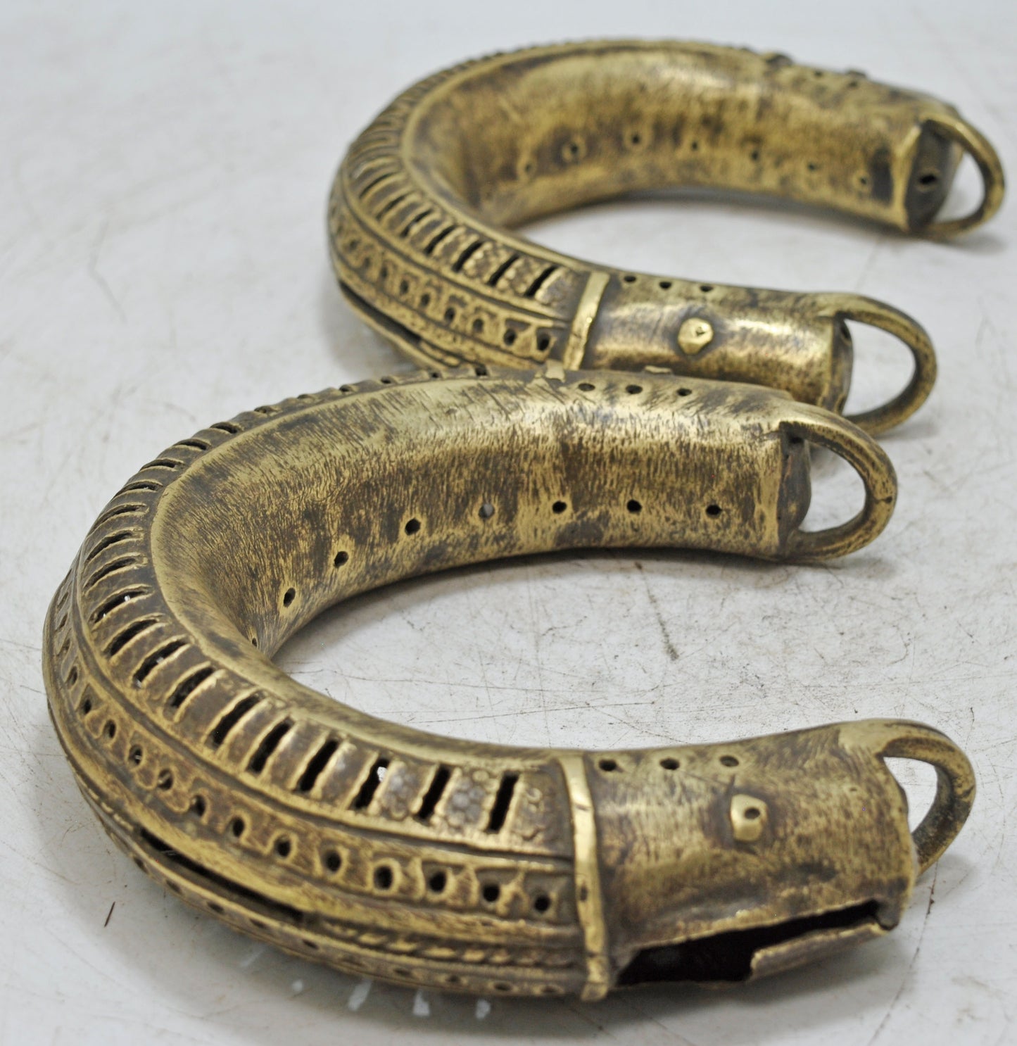 Antique Brass Large Jewellery Anklets Original Old Hand Crafted Engraved